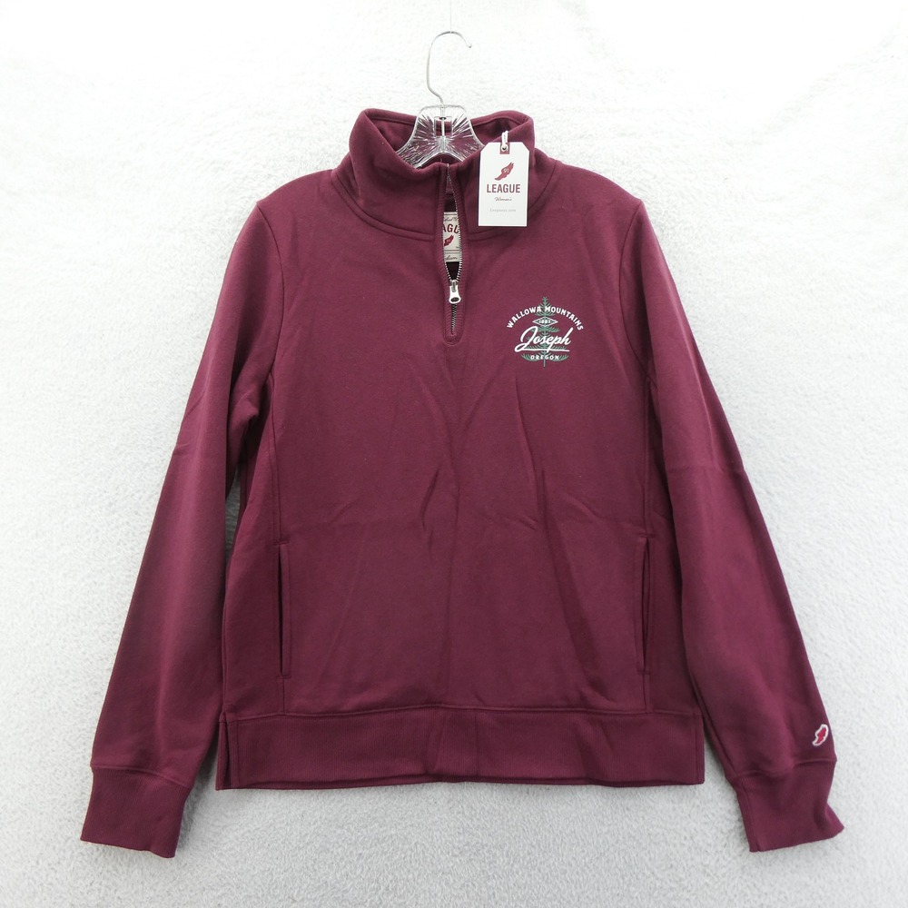 League 1/4 Zip Sweatshirt Womens Medium Joseph Oregon Maroon Cotton Blend NWT